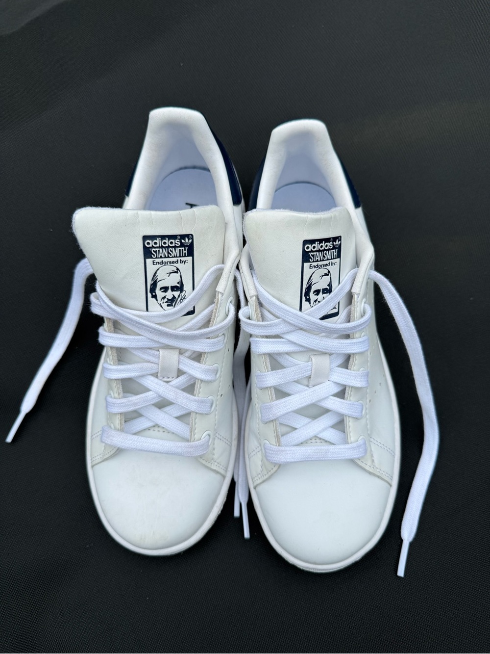 adidas White Sneakers with Blue Interior Trim